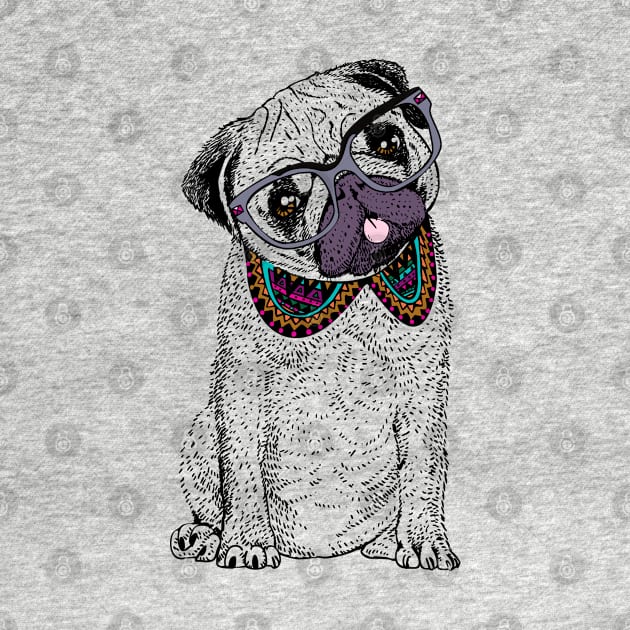 Hipster Pug by huebucket